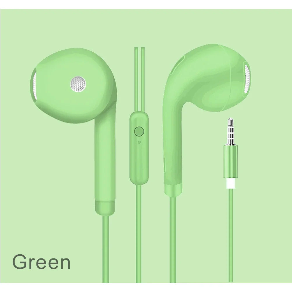 3.5mm Wired Headset Macaron Earphone In-Ear Headphone Music Multicolors 1.2m with Microphone Earphones Universal for Smart Phone