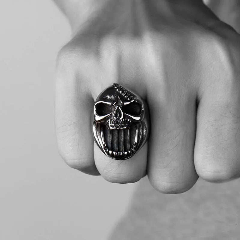 Punk Bottle Opener Ring Hip-Hop Men's Metal Skull Rings Ghost Head Skull Ring Gothic Punk Rock Biker Jewelry Accessories