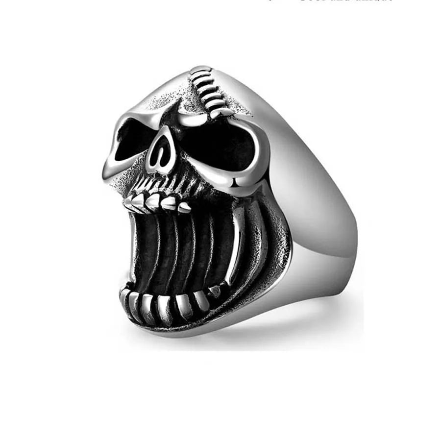 Punk Bottle Opener Ring Hip-Hop Men's Metal Skull Rings Ghost Head Skull Ring Gothic Punk Rock Biker Jewelry Accessories