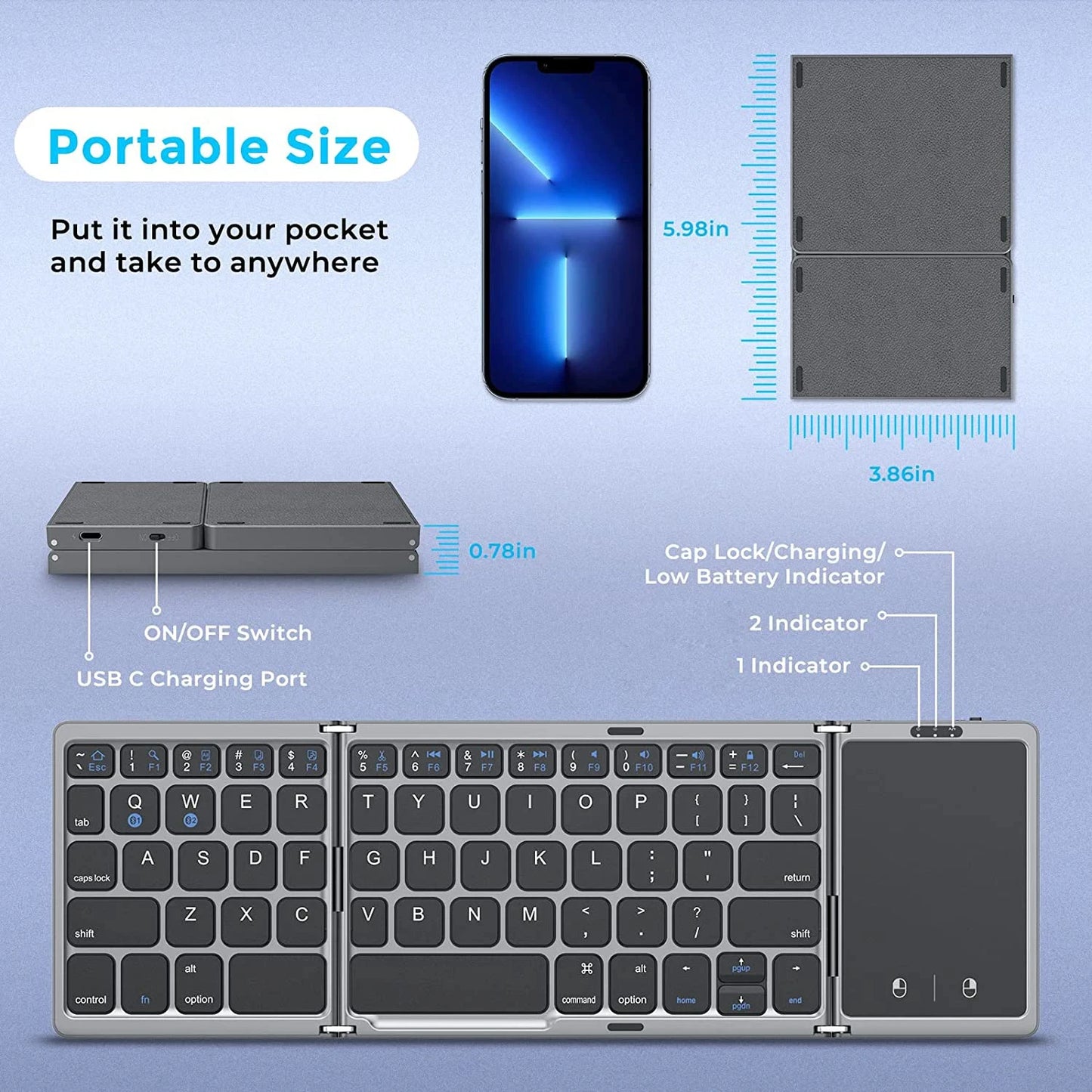 Mini Folding Dual Keyboard